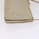 CELINE Trio Shoulder Bag Leather Beige Gold Auth ac3212-4