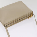 CELINE Trio Shoulder Bag Leather Beige Gold Auth ac3212-6