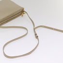 CELINE Trio Shoulder Bag Leather Beige Gold Auth ac3212-7