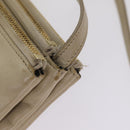 CELINE Trio Shoulder Bag Leather Beige Gold Auth ac3212-8