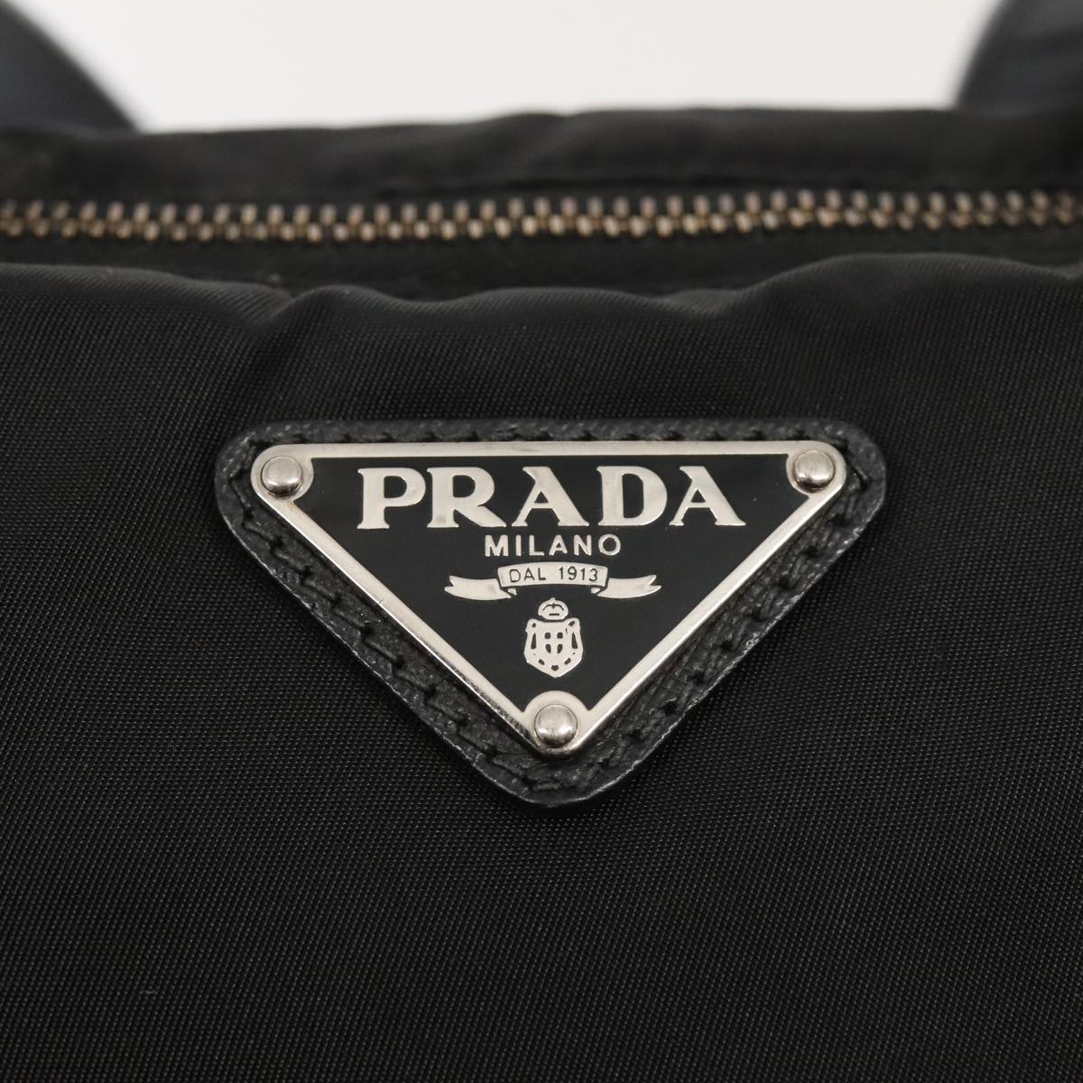 PRADA Tote Bag Nylon 2way Black Silver Auth ac3218