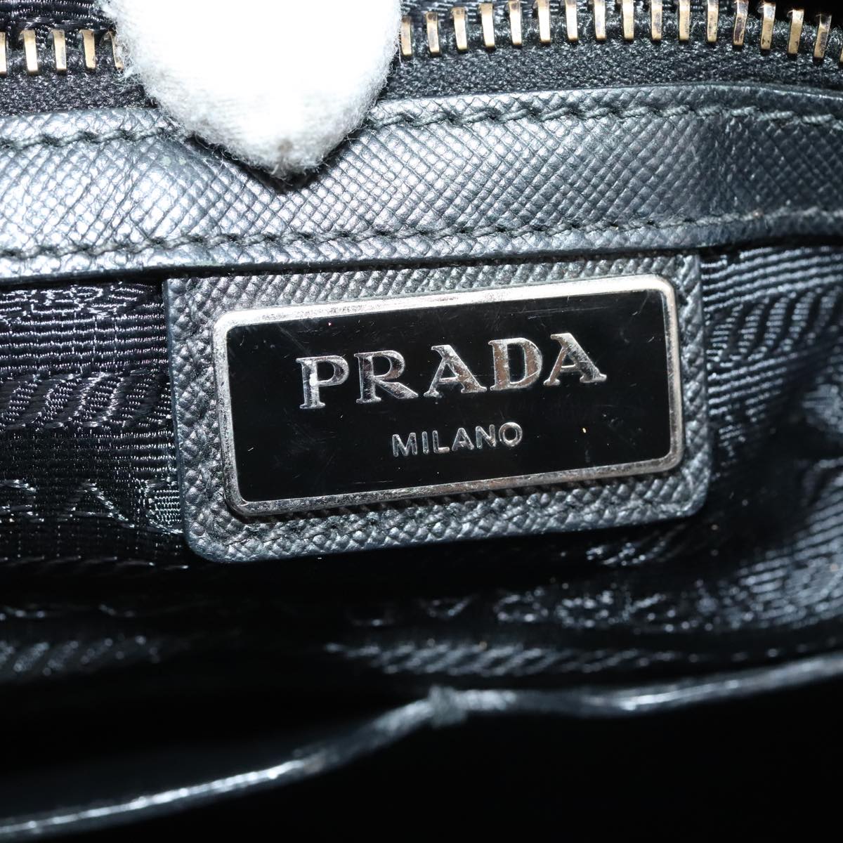 PRADA Tote Bag Nylon 2way Black Silver Auth ac3218