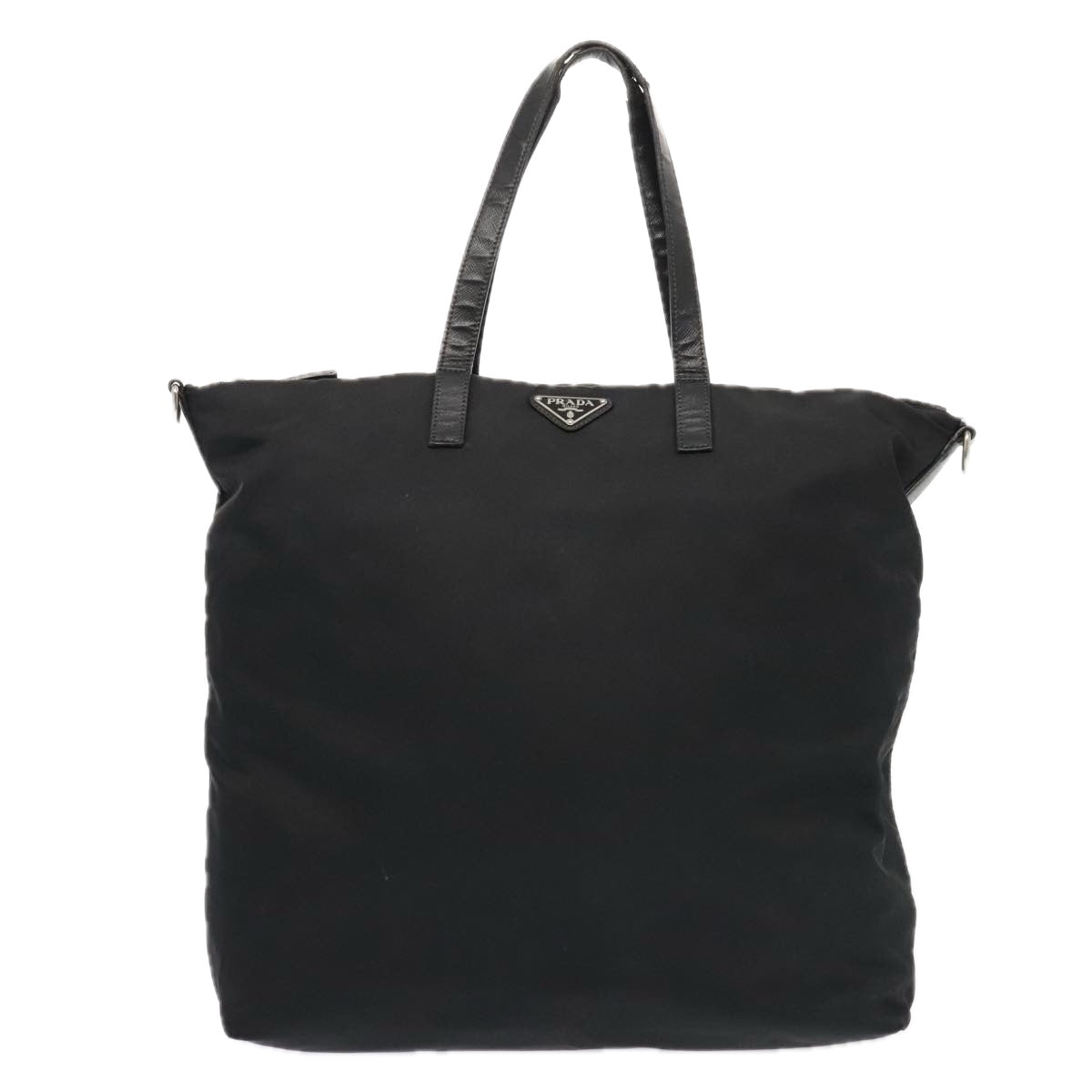 PRADA Tote Bag Nylon 2way Black Silver Auth ac3218 - 0