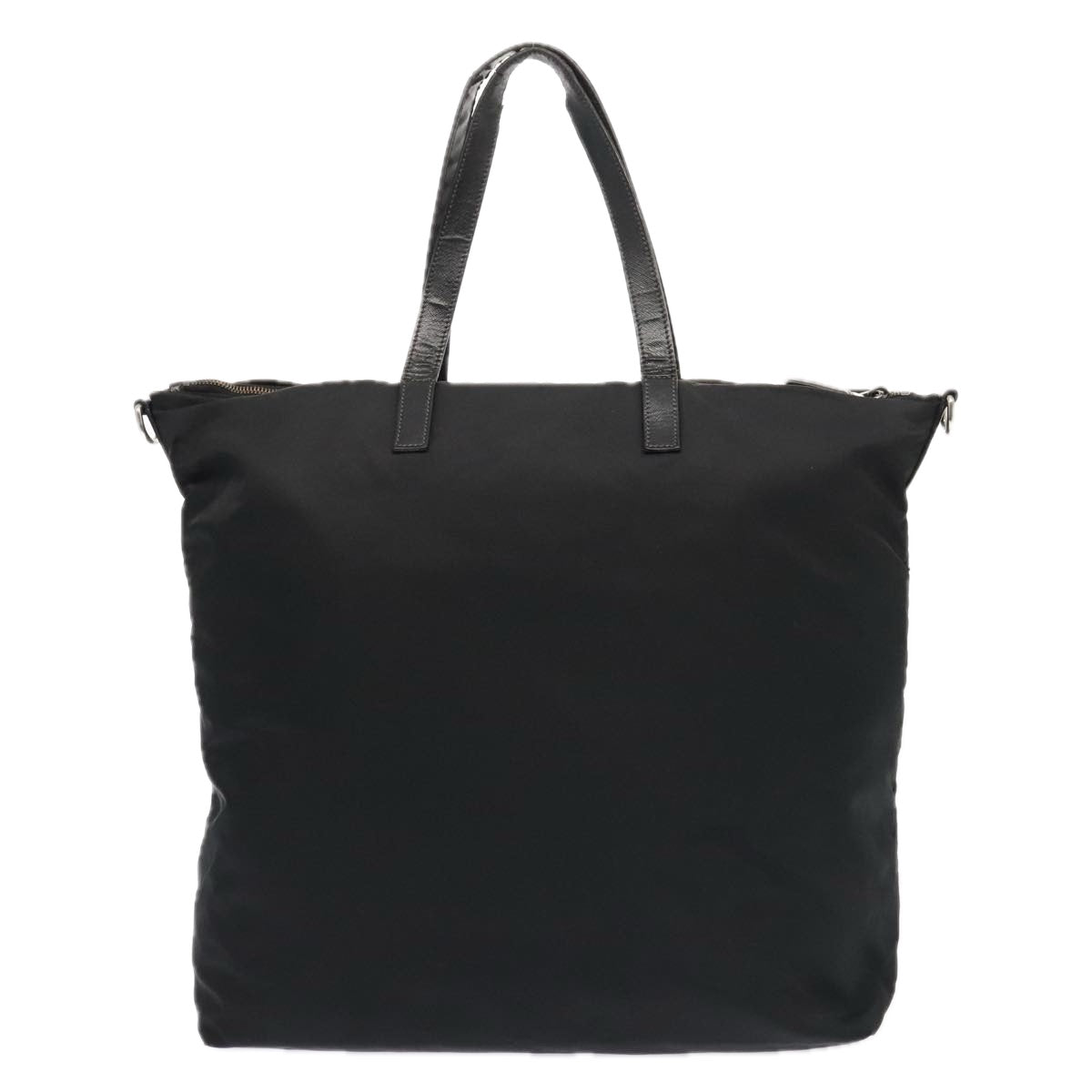 PRADA Tote Bag Nylon 2way Black Silver Auth ac3218