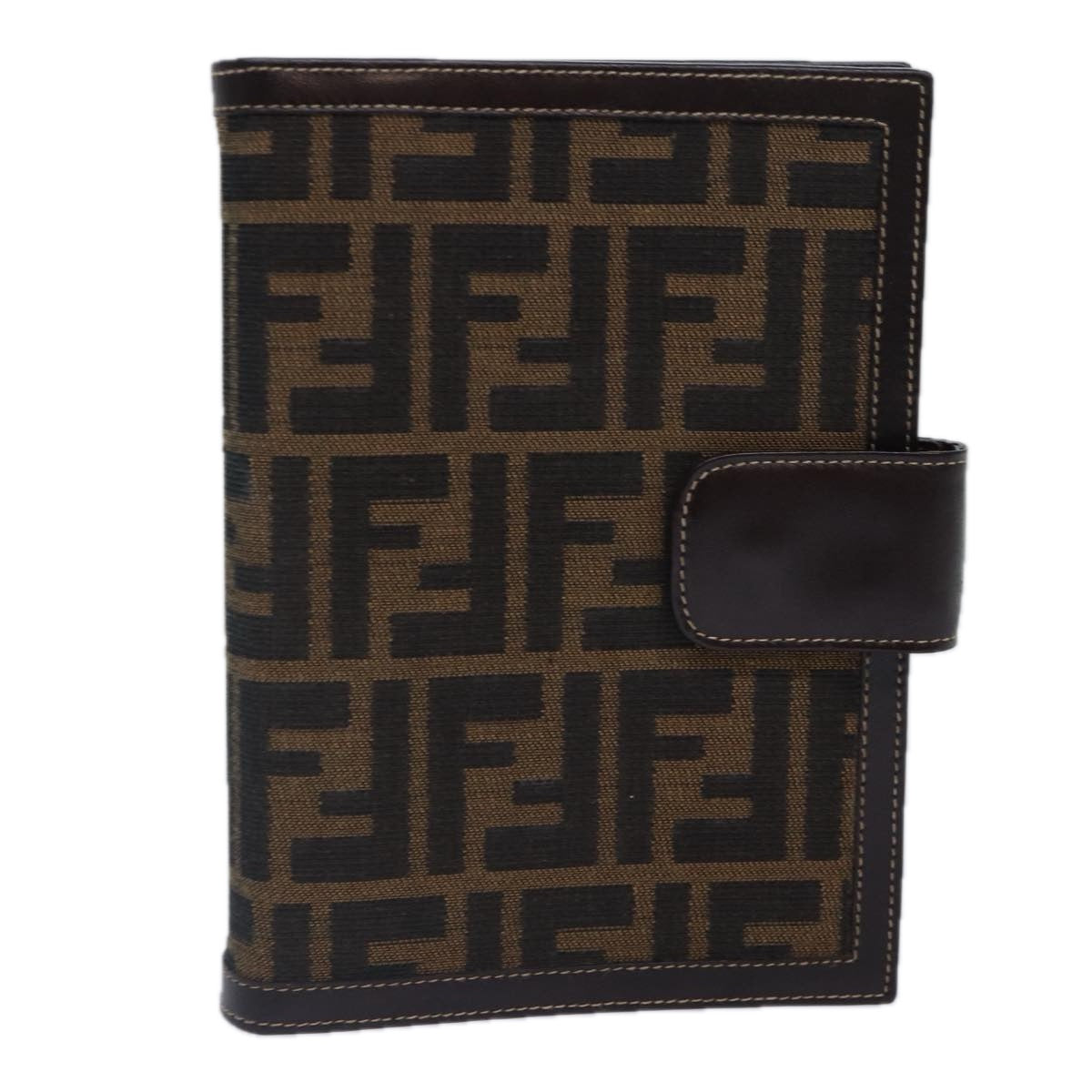 FENDI Zucca Canvas Day Planner Cover Brown Black gold Auth ac3226