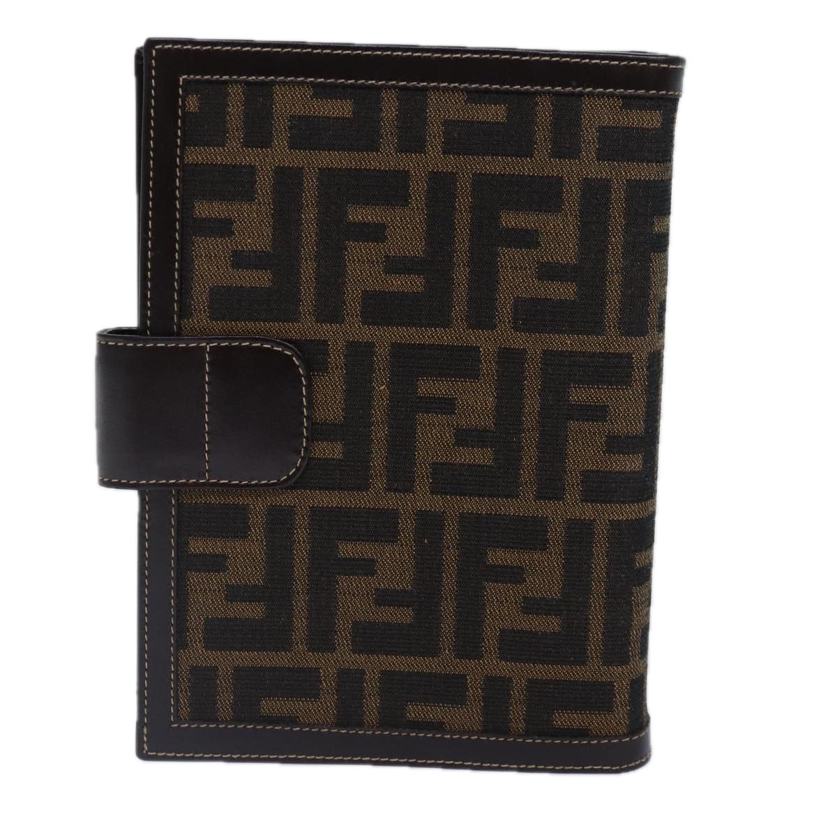 FENDI Zucca Canvas Day Planner Cover Brown Black gold Auth ac3226 - 0