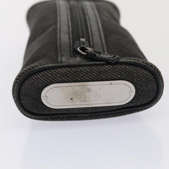 GUCCI Pouch Denim Gray Silver 90627 Auth ac3227