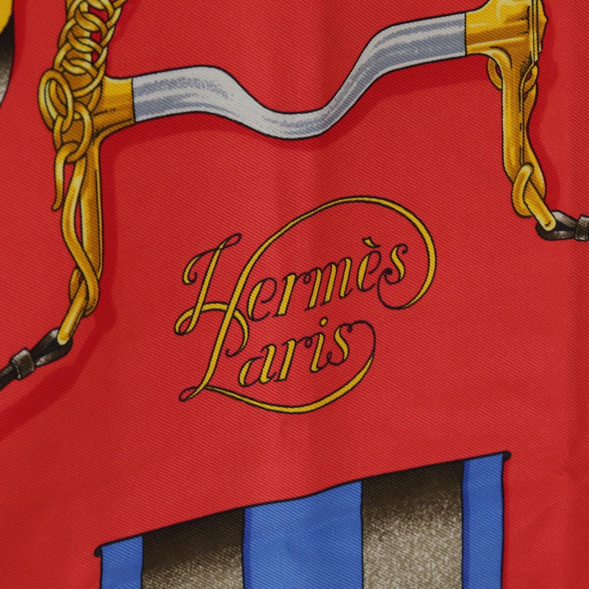 HERMES Carre 90 Scarf GRAND MANEGE Silk Red Blue Auth ac3229