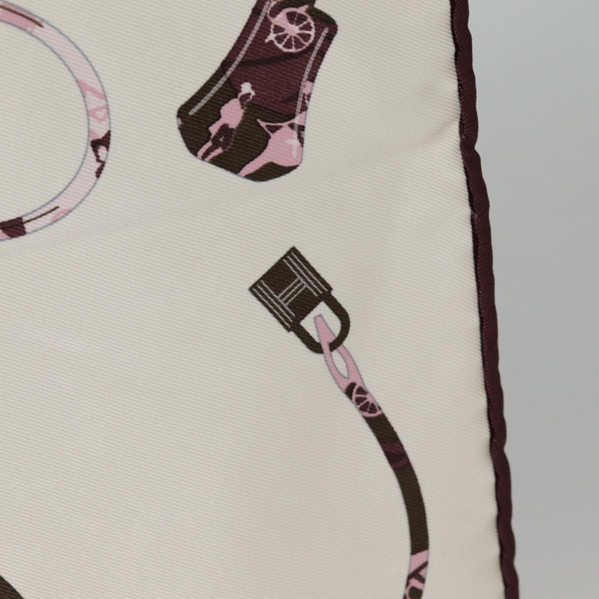 HERMES Carre 70 Scarf kelly en Caleche Silk Brown Beige pink Auth ac3231