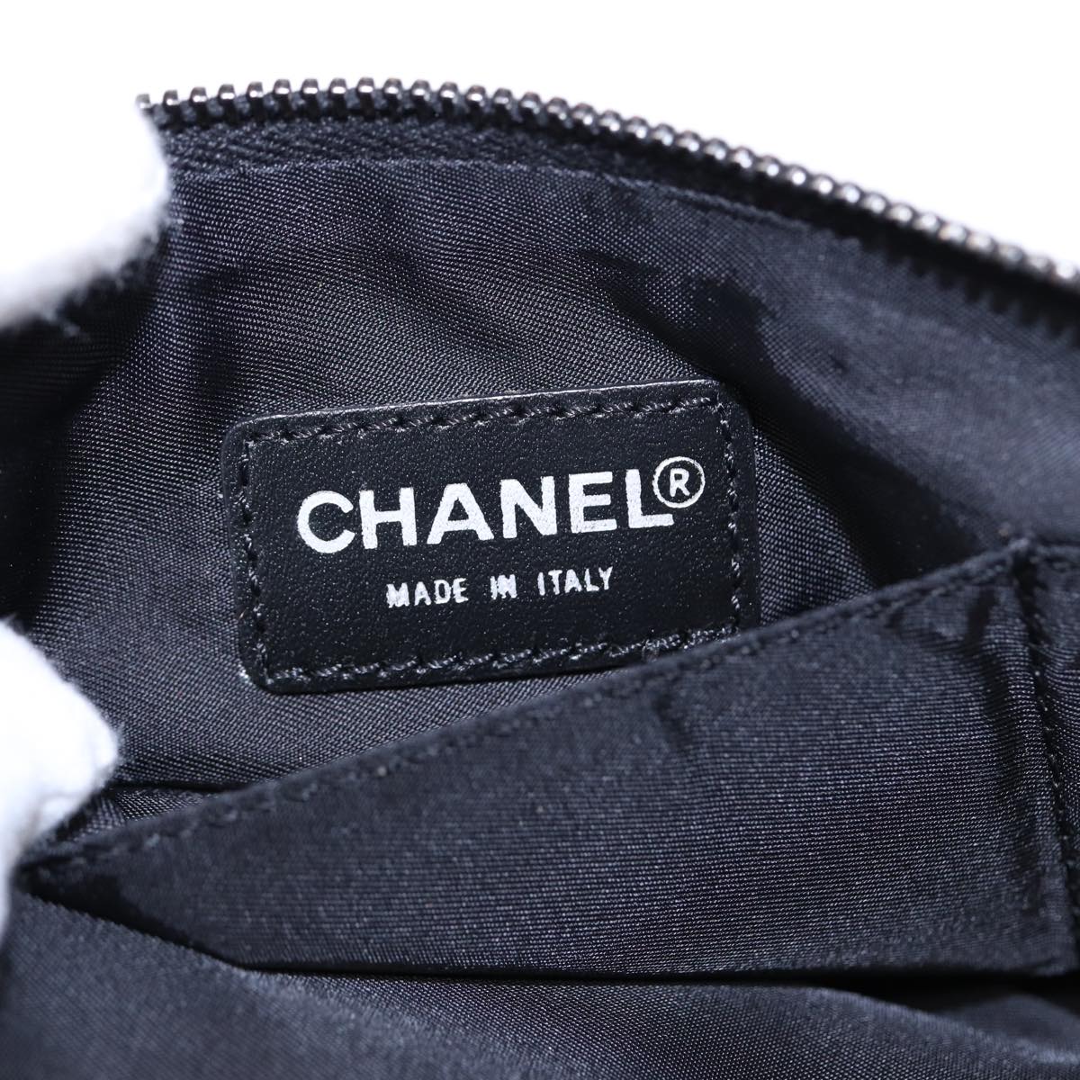 CHANEL New Travel line Pouch Nylon Black CC Auth ac3233