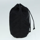 PRADA Drawstring Pouch Nylon Black Silver Auth ac3236-4