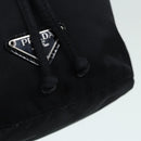 PRADA Drawstring Pouch Nylon Black Silver Auth ac3236-8