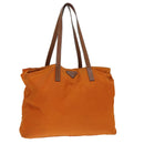 PRADA Tote Bag Nylon Orange Silver Auth ac3237-1