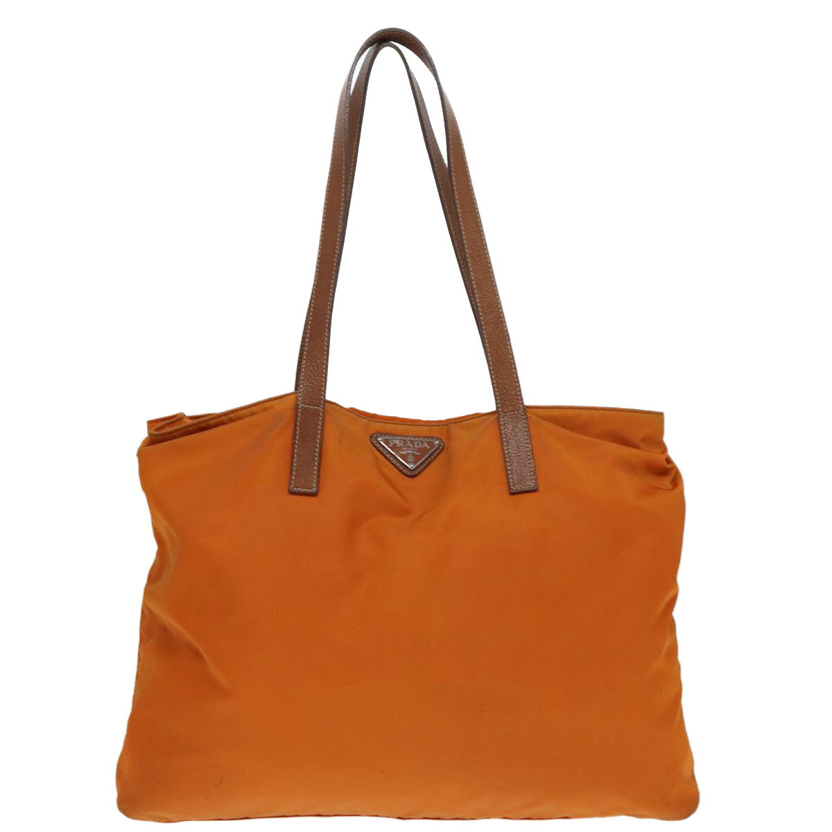 PRADA Tote Bag Nylon Orange Silver Auth ac3237 - 0