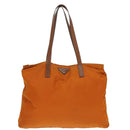 PRADA Tote Bag Nylon Orange Silver Auth ac3237-2