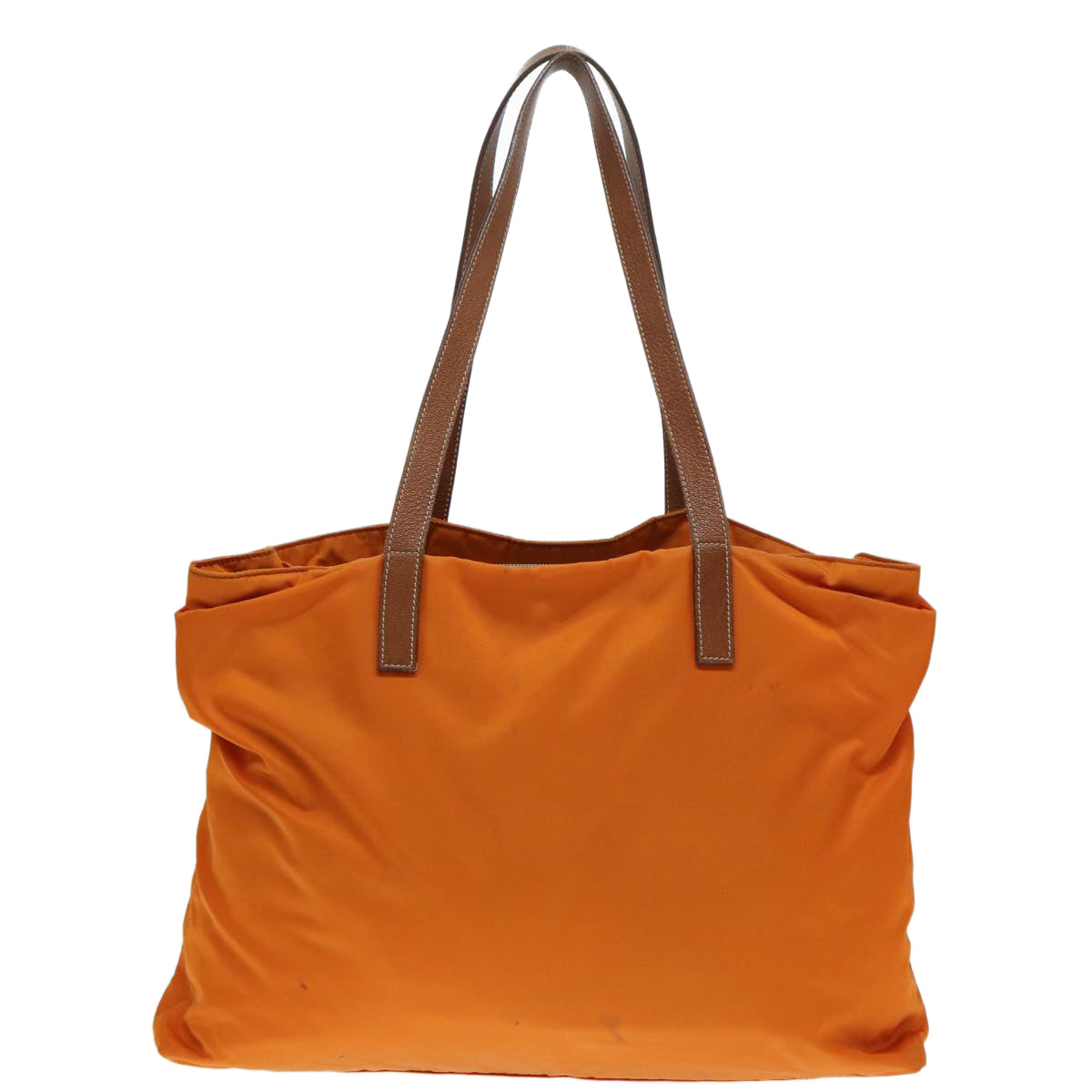 PRADA Tote Bag Nylon Orange Silver Auth ac3237