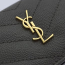 SAINT LAURENT Wallet Leather Gold Gray Auth ac3243-12