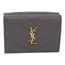 SAINT LAURENT Wallet Leather Gold Gray Auth ac3243-2