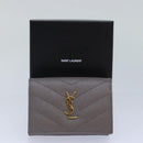 SAINT LAURENT Wallet Leather Gold Gray Auth ac3243-20