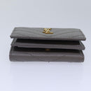 SAINT LAURENT Wallet Leather Gold Gray Auth ac3243-7