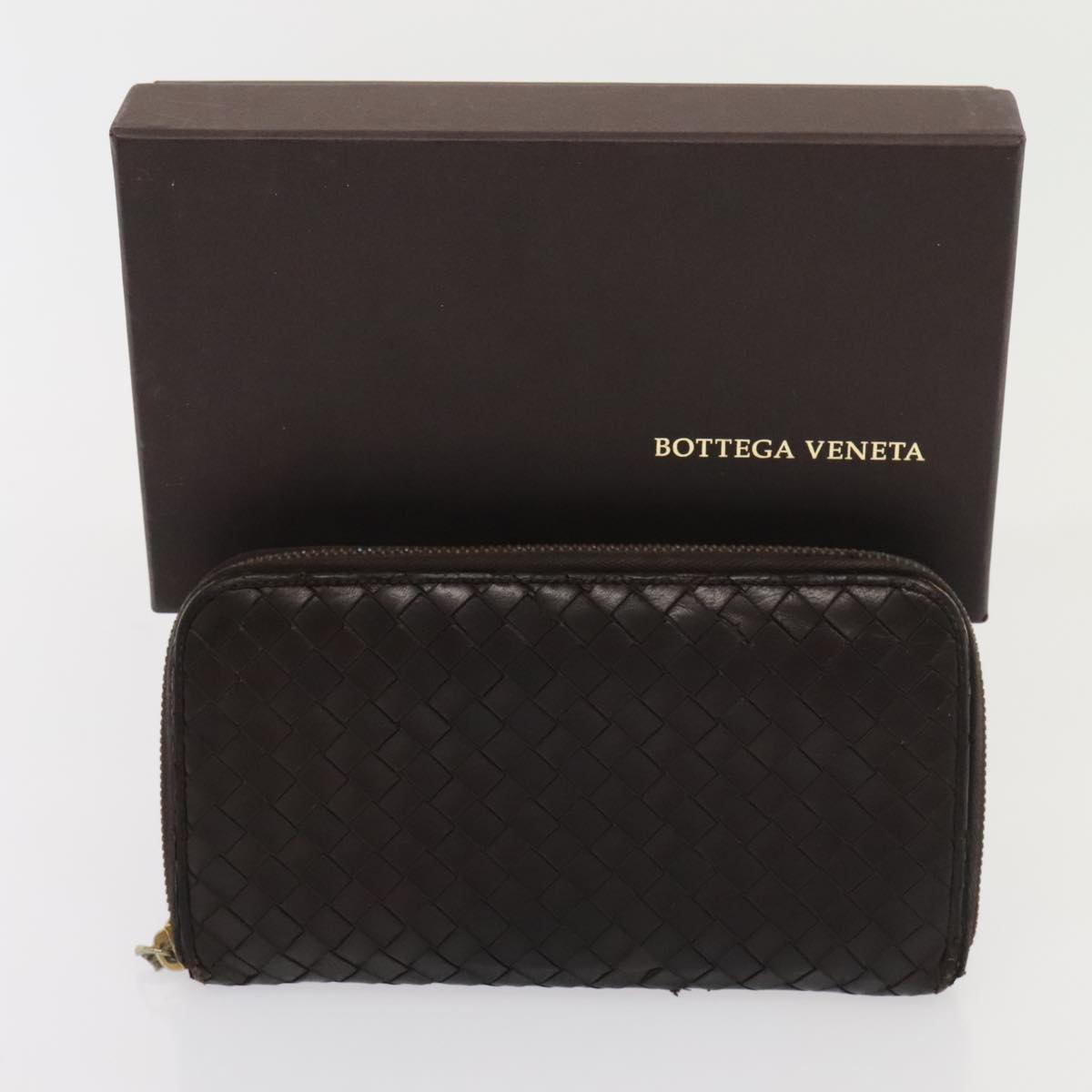 BOTTEGA VENETA Wallet Nylon Leather 2Set Black Brown Auth ac3247