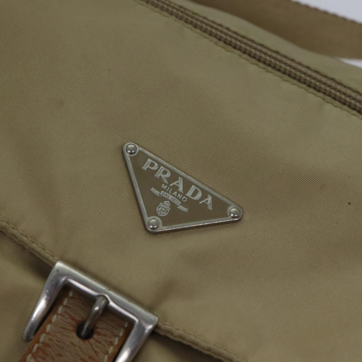 PRADA Shoulder Bag Nylon Beige Auth ac3250