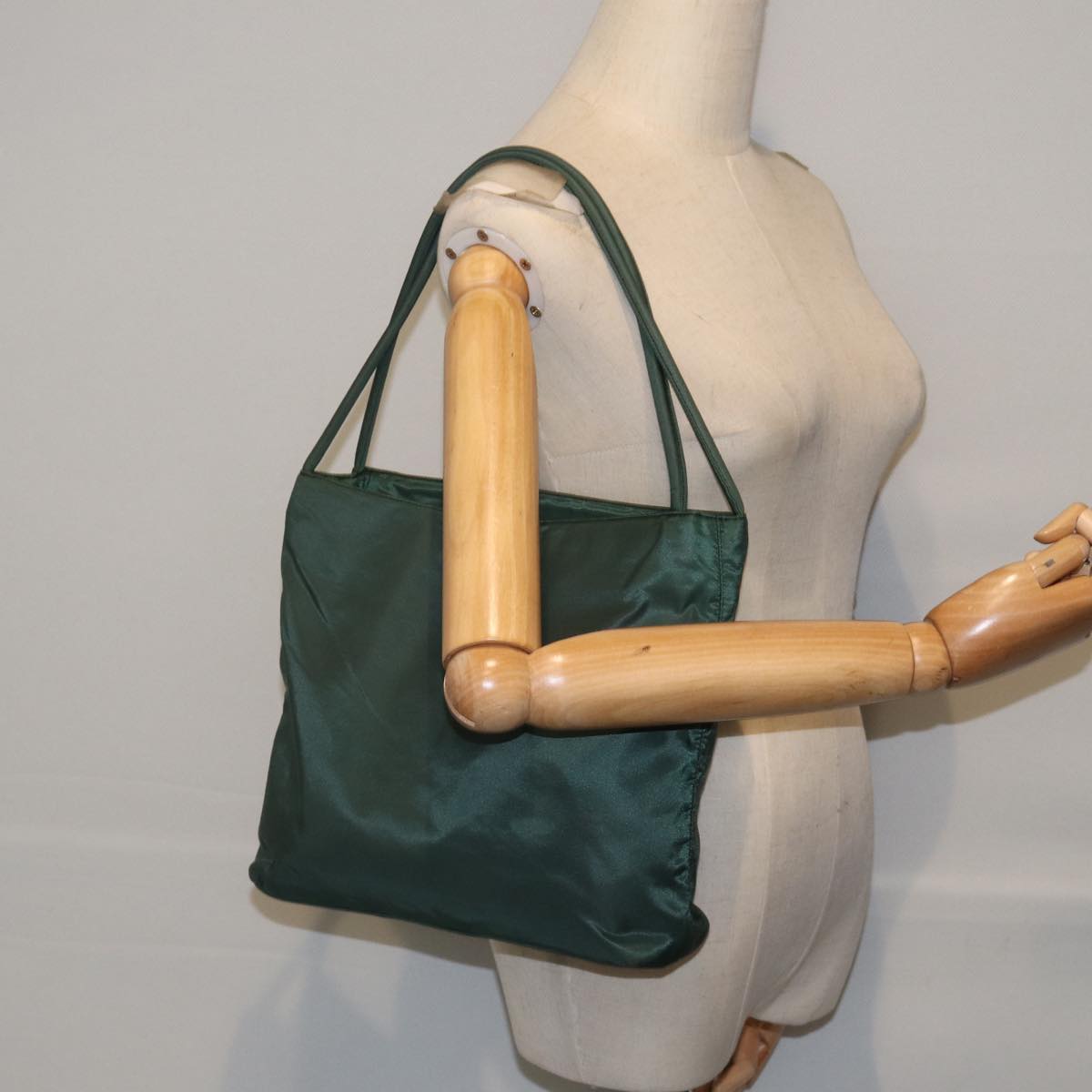 PRADA Tote Bag Nylon Green Auth ac3251