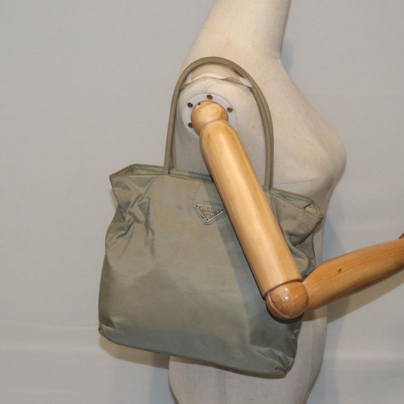 PRADA Tote Bag Nylon Beige Auth ac3252