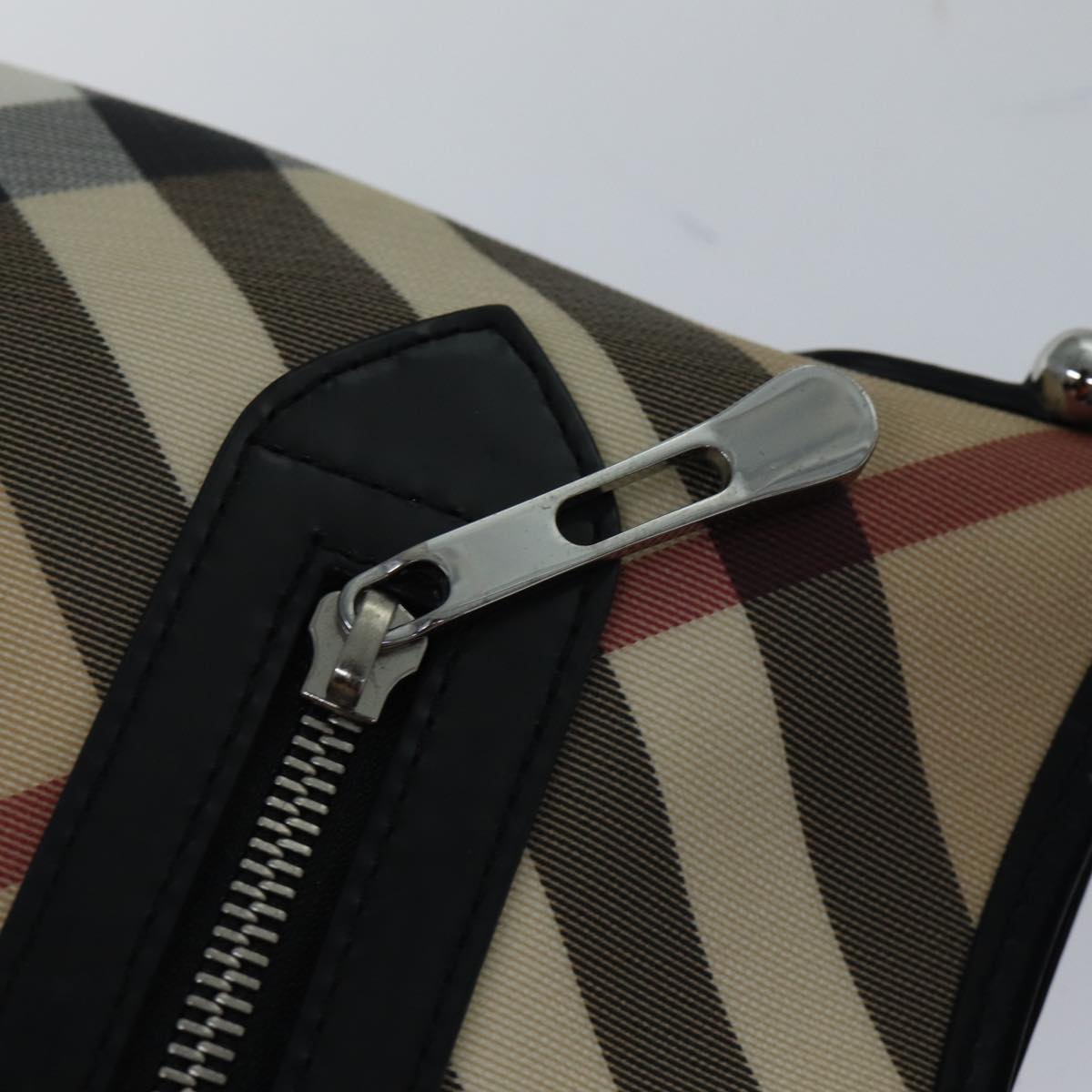 BURBERRY Nova Check Shoulder Bag Coated Canvas Beige Auth ac3255