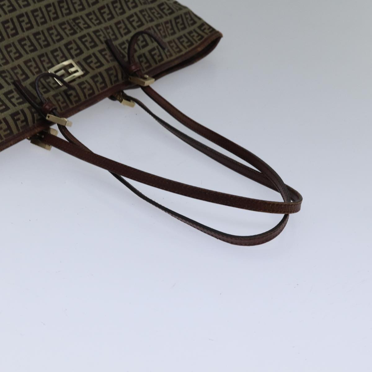 FENDI Zucchino Canvas Tote Bag Beige Auth ac3257