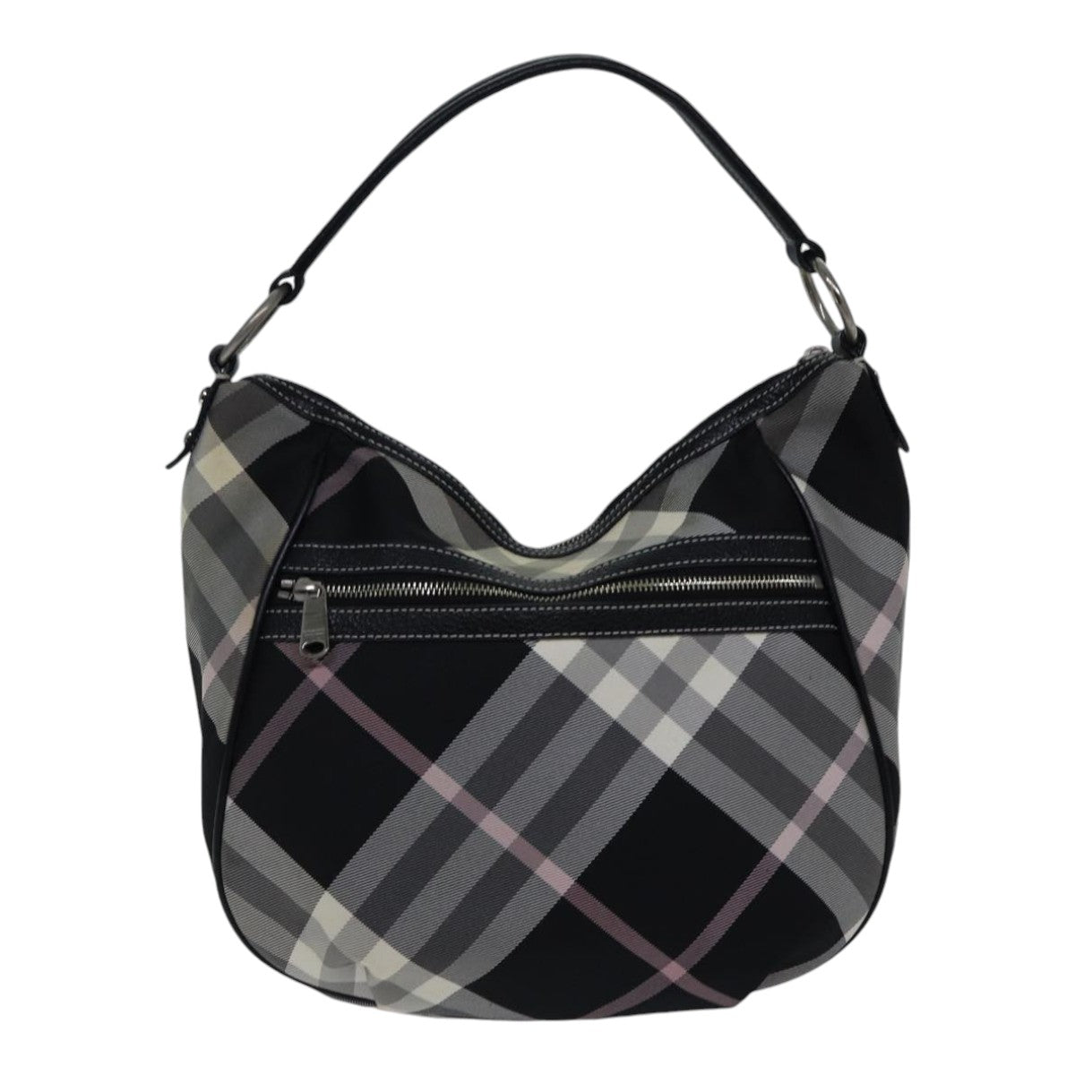 BURBERRY Nova Check Blue Label Shoulder Bag Gray Black Auth ac3258 - 0