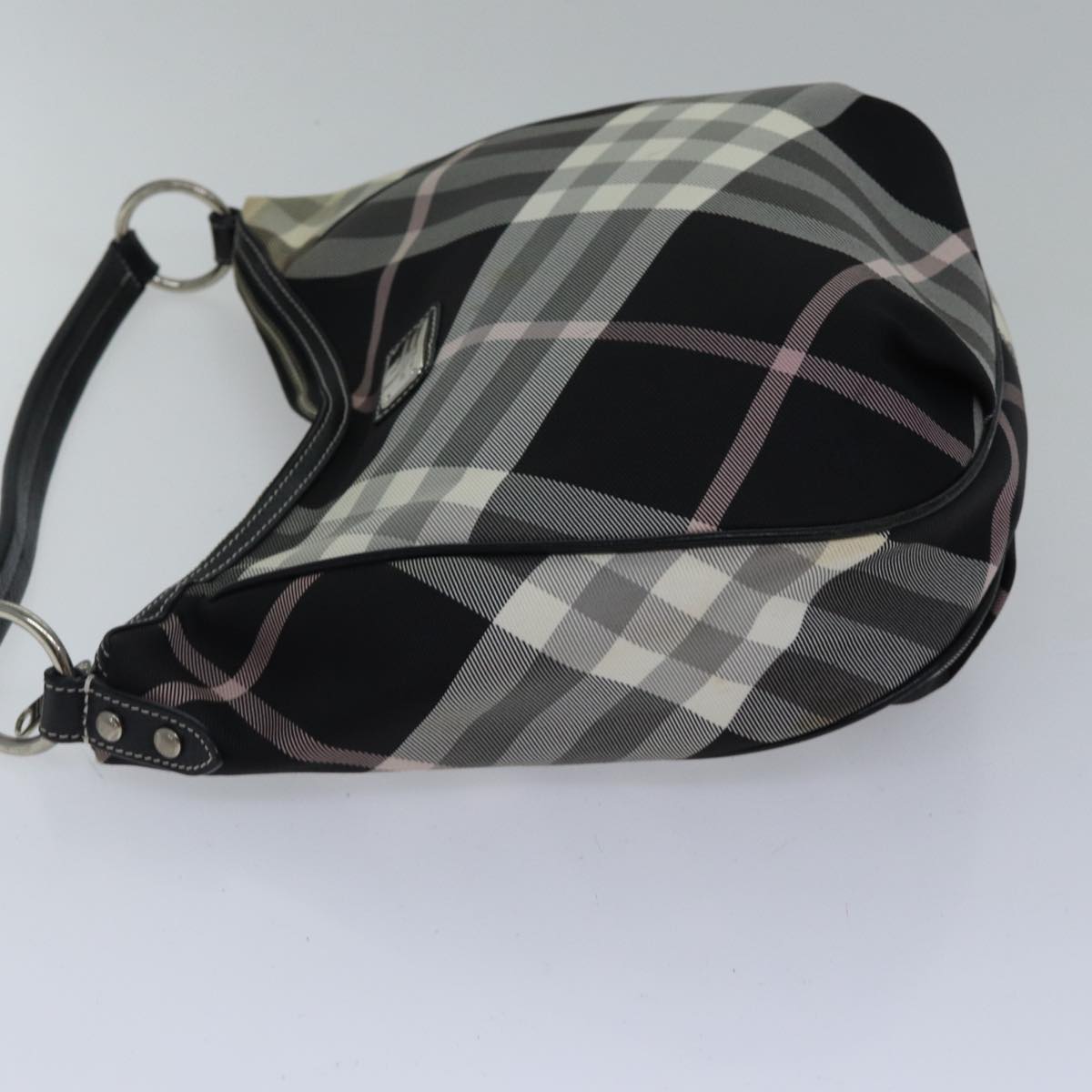 BURBERRY Nova Check Blue Label Shoulder Bag Gray Black Auth ac3258