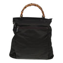 GUCCI Bamboo Hand Bag Nylon 2way Khaki Auth ac3260-13