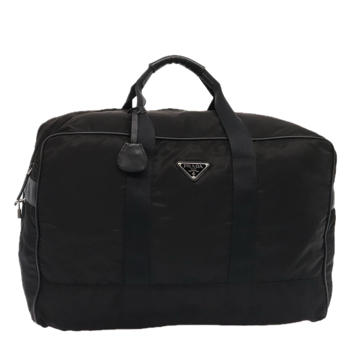 PRADA Boston Bag Nylon Black Auth ac3266