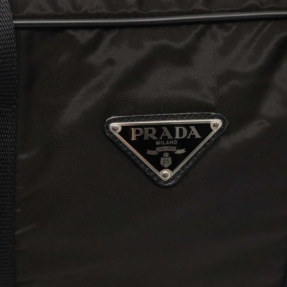 PRADA Boston Bag Nylon Black Auth ac3266