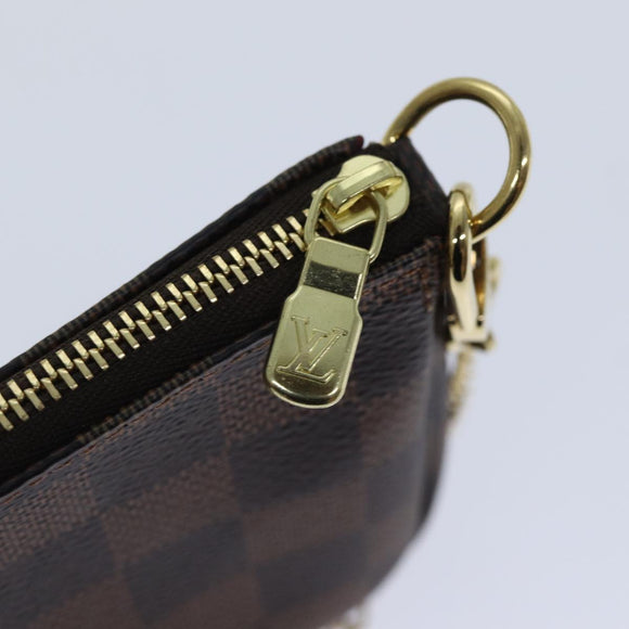 LOUIS VUITTON Damier Ebene Mini Pochette Accessoires Pouch N58009 LV Auth ac3267
