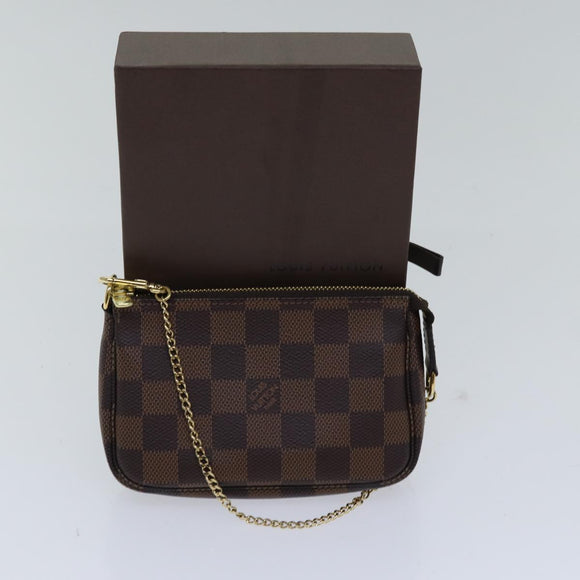 LOUIS VUITTON Damier Ebene Mini Pochette Accessoires Pouch N58009 LV Auth ac3267