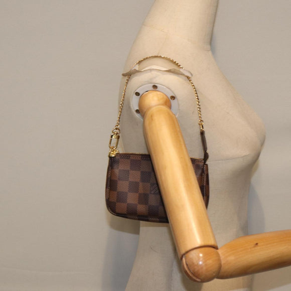LOUIS VUITTON Damier Ebene Mini Pochette Accessoires Pouch N58009 LV Auth ac3267