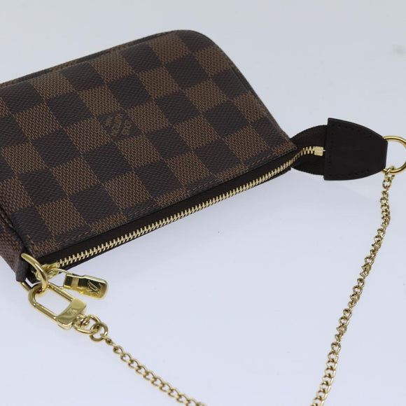 LOUIS VUITTON Damier Ebene Mini Pochette Accessoires Pouch N58009 LV Auth ac3267