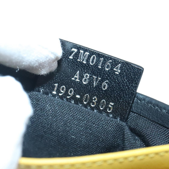 FENDI Card Case Leather Yellow Auth ac3270V