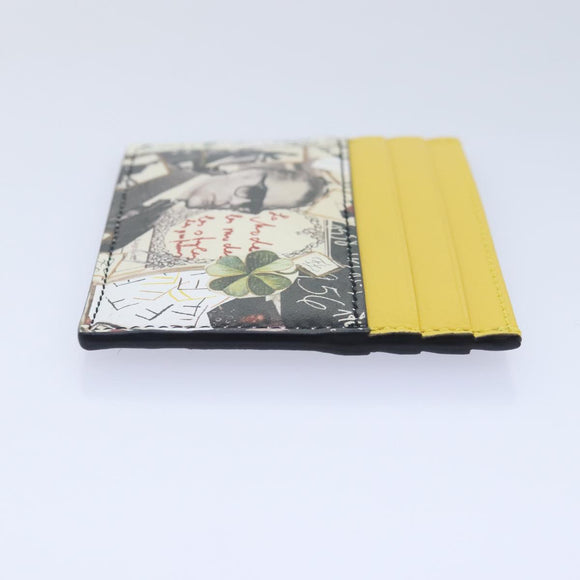 FENDI Card Case Leather Yellow Auth ac3270V