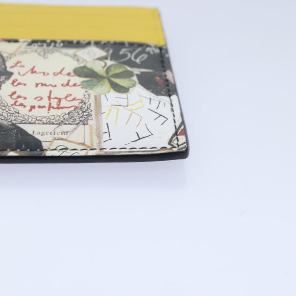 FENDI Card Case Leather Yellow Auth ac3270V