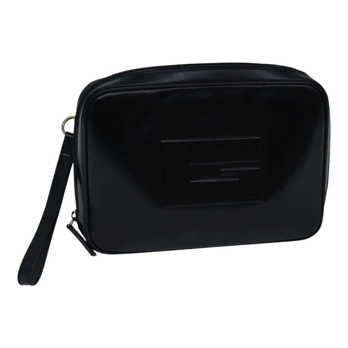 GUCCI Clutch Bag Patent leather Black Auth ac3275