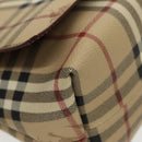 BURBERRY Nova Check Shoulder Bag PVC Leather Beige Auth ac3276-15