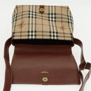 BURBERRY Nova Check Shoulder Bag PVC Leather Beige Auth ac3276-10