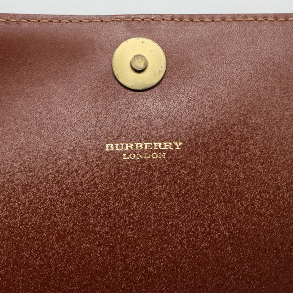 BURBERRY Nova Check Shoulder Bag PVC Leather Beige Auth ac3276