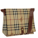 BURBERRY Nova Check Shoulder Bag PVC Leather Beige Auth ac3276-1