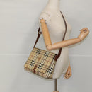 BURBERRY Nova Check Shoulder Bag PVC Leather Beige Auth ac3276-23
