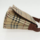 BURBERRY Nova Check Shoulder Bag PVC Leather Beige Auth ac3276-3