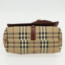 BURBERRY Nova Check Shoulder Bag PVC Leather Beige Auth ac3276-5